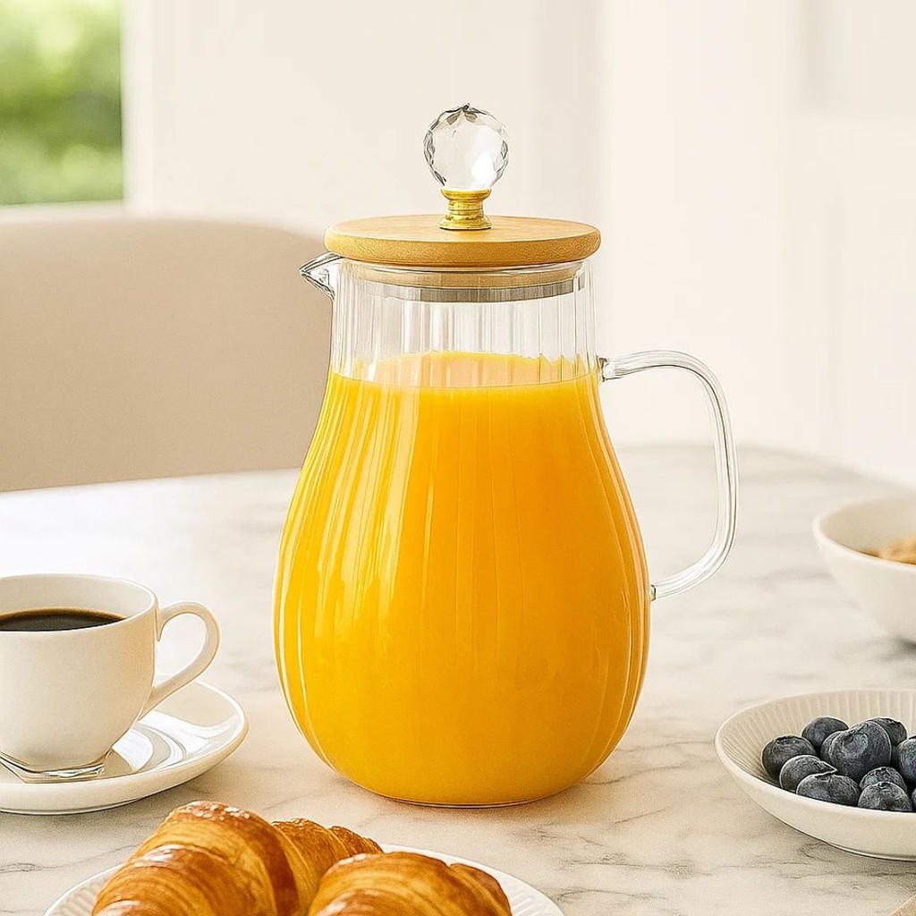 Jarra de Vidro 1,8L Luxo Tampa Bambu 25081 - Vencedor em Oferta na Shopee