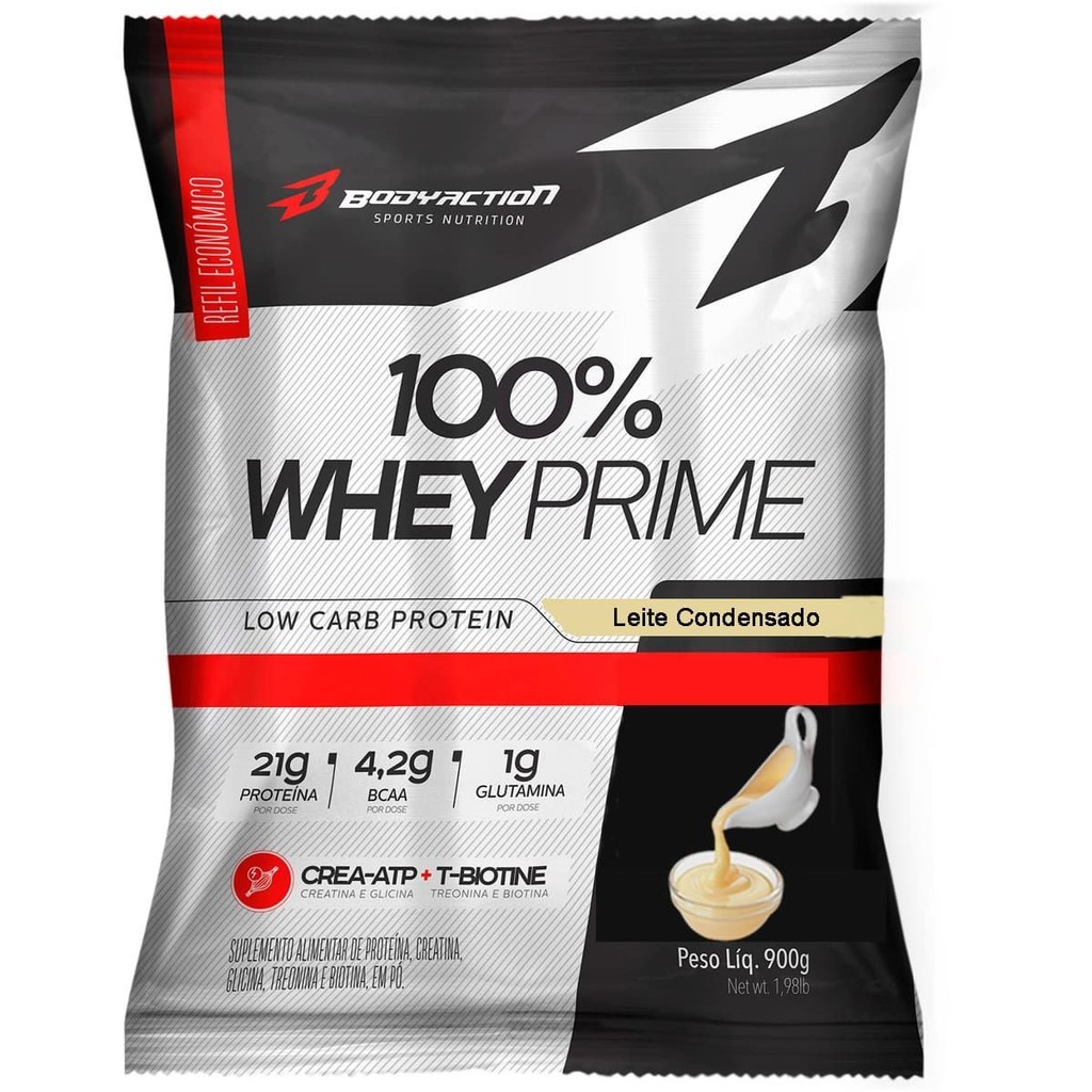 100% Whey Prime - 900g Refil Leite Condensado - BodyAction