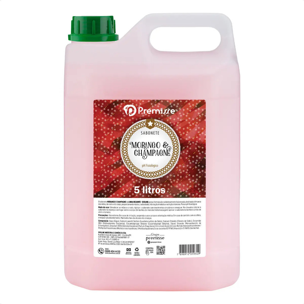 SABONETE LIQUIDO 05 LITROS MORANGO/CHAMPANG PREMIS