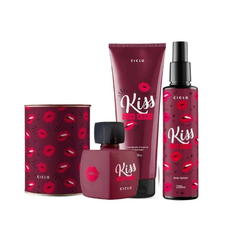 KIT CICLO DEO COLONIA KISS YOU MORE 100ML + BODY SPLASH KISS YOU MORE 200ML + HIDRATANTE CORPORAL PERFUMADO KISS YOU MOR