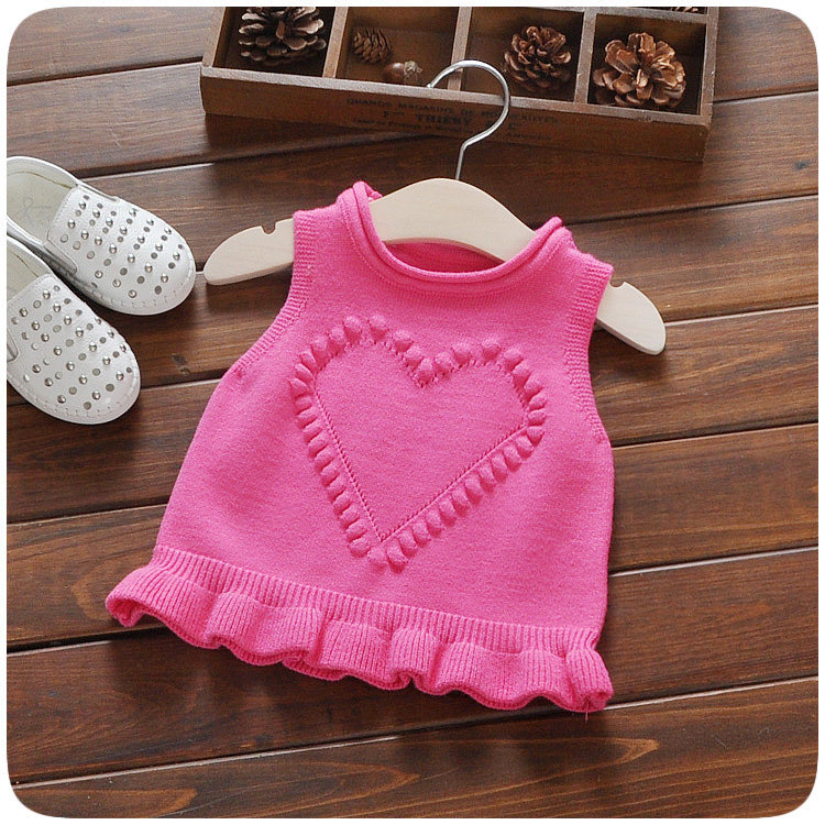 2020 outono novo estilo meninas amor colete de lã feminino bebê malhas colete camisola do bebê colete All-Match