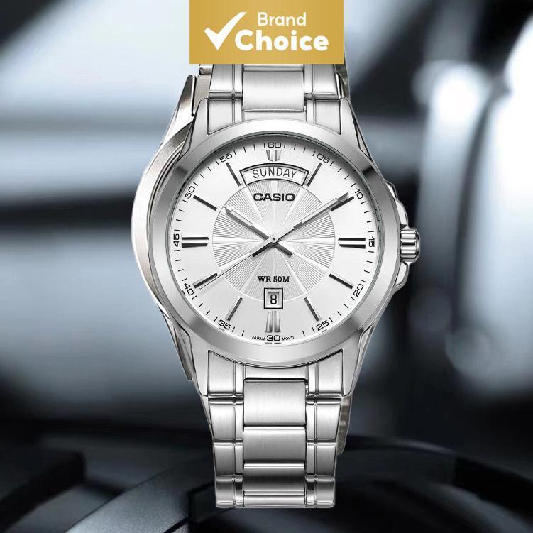 Casio Relógio Masculino Série Ponteiro de Aço Inoxidável com Correia de Aço Inoxidável e Caixa de Embalagem MTP-1381D-7A