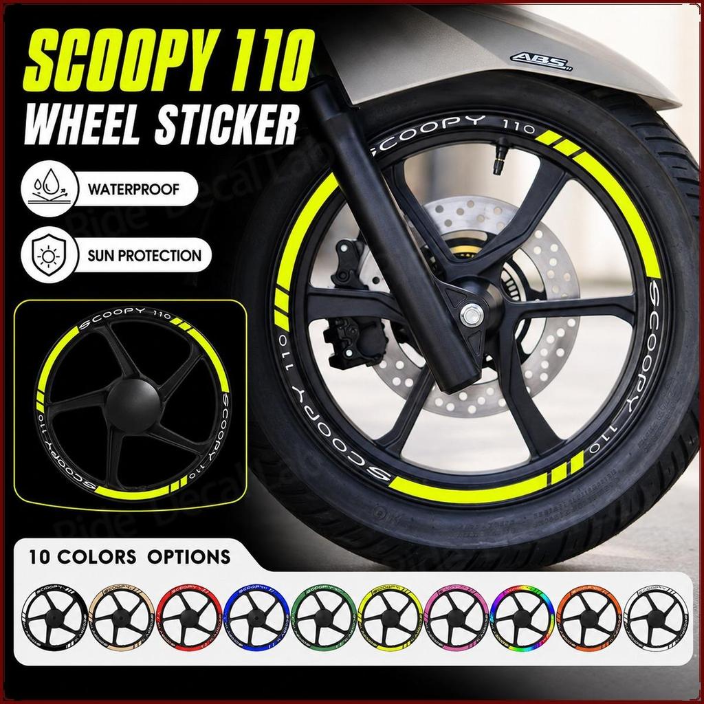 Decalque Adesivo De Roda Para Scoopy 110 À Prova D'água De Sol 10 Cores Adesivos De Aro De 14 Polegadas