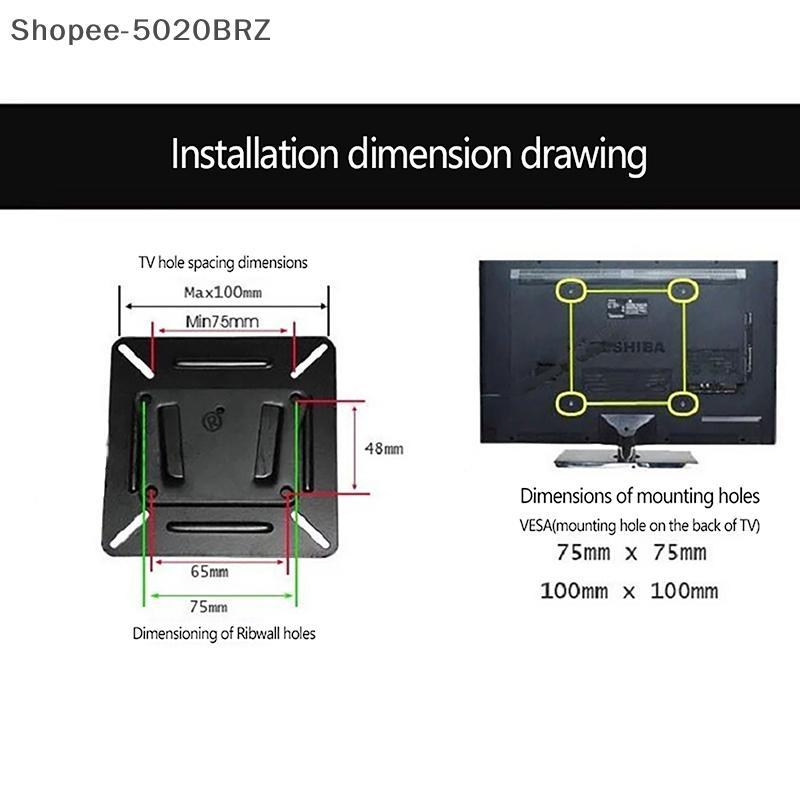[THEBR] Suporte Para TV De 14 A 24 Polegadas Fixador De Pressão Montado Na Parede De Tela Plana Universal Metal LCD LED