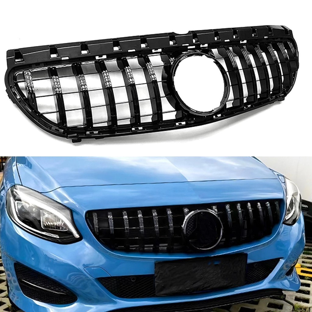 Grade Dianteira Para Mercedes Benz Classe B W246 2015-2019 B180 B200 B250 GT R Estilo Preto/Prata Superior Pára-Choques