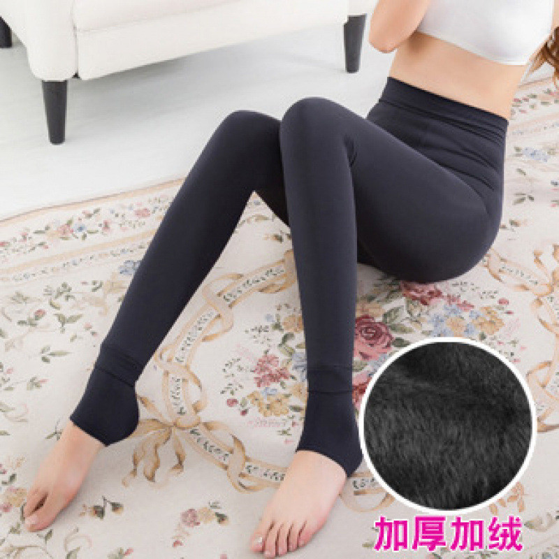 Outono inverno forro de lã engrossado macacão mais magro olhar Leggings calças de algodão feminino exterior usar calças