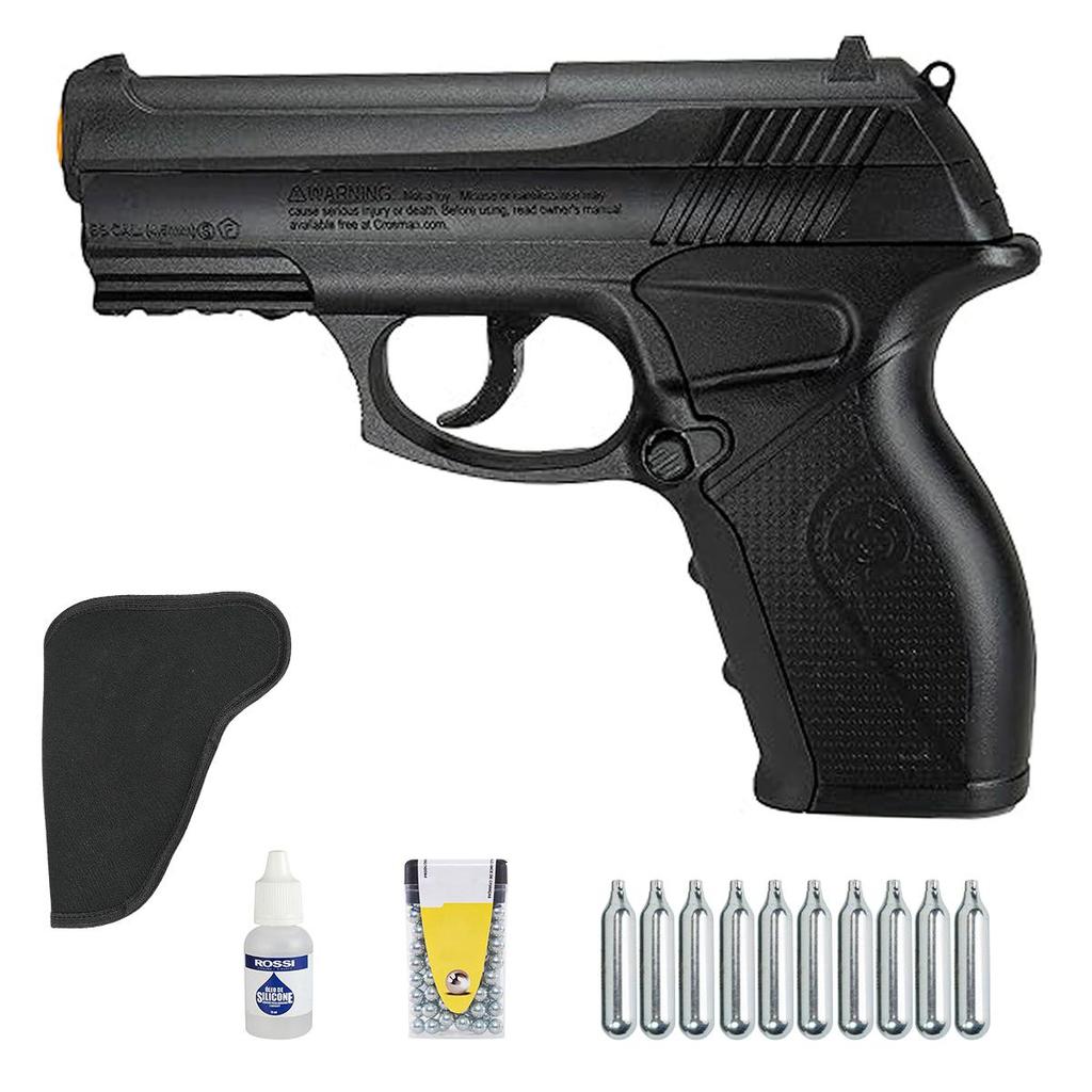Pistola de Pressão C11 Co2 4.5mm - Crosman + Coldre + Silicone + Esfera + 10 Cilindros