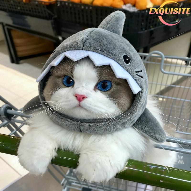 [EL-t] Novo Arnês Fofo Para Gato E Tubarão De Estimação , Chapéu De Cachorrinho De Pelúcia Quente O Inverno , Chapéus Ad