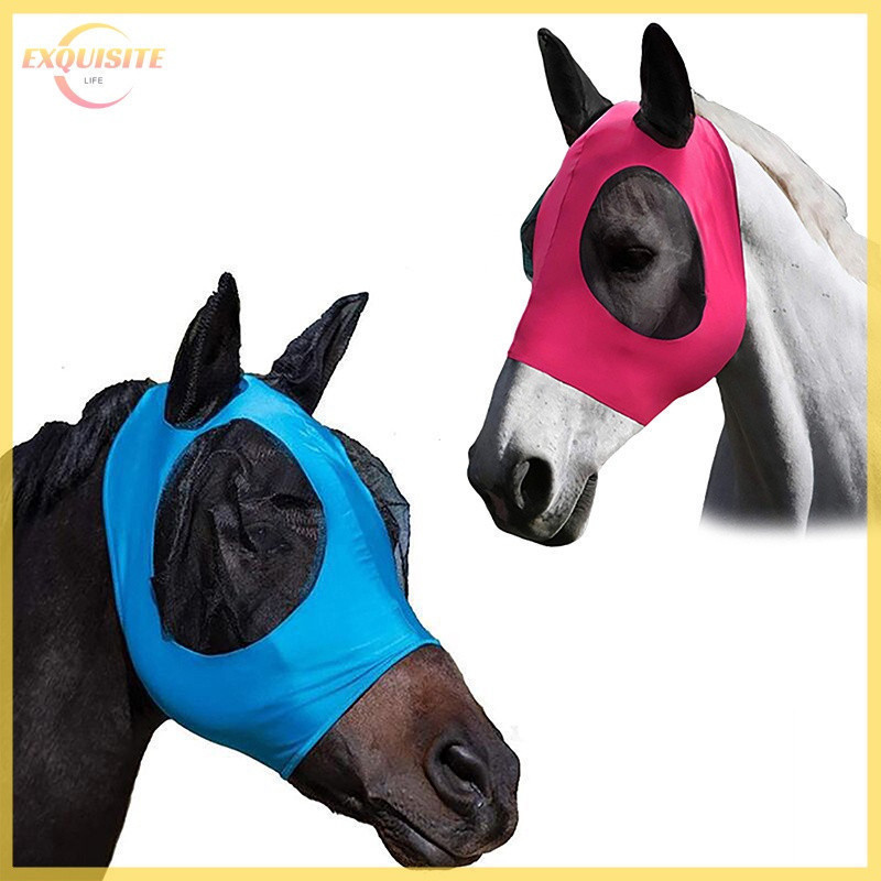 [EL] Cavalo Equitação De Malha Respirável Capa De Orelha De Equipamento Equestre Máscara De Mosca Rede Protetora
