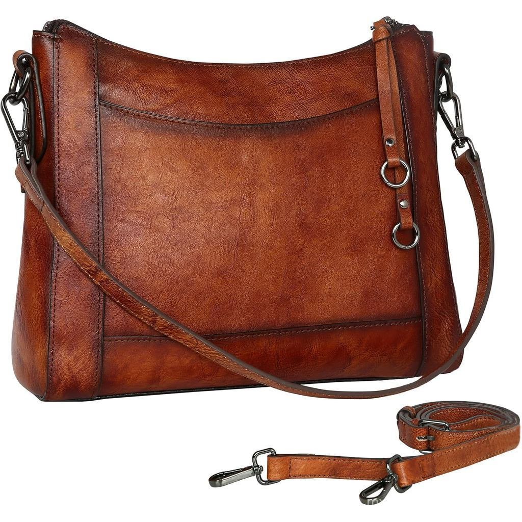 Bolsa Mensageiro de Couro Iswee, Bolsa de Ombro Feminina, Bolsa de Mão Média Wanderer