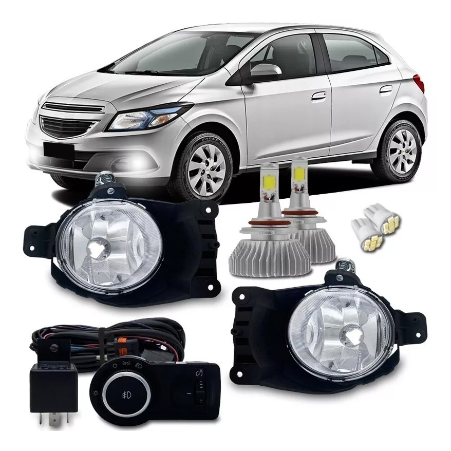 Kit Farol Milha Neblina Auxiliar Onix Prisma Lt Ltz 2012 2013 2014 2015 2016 + Kit Super Led
