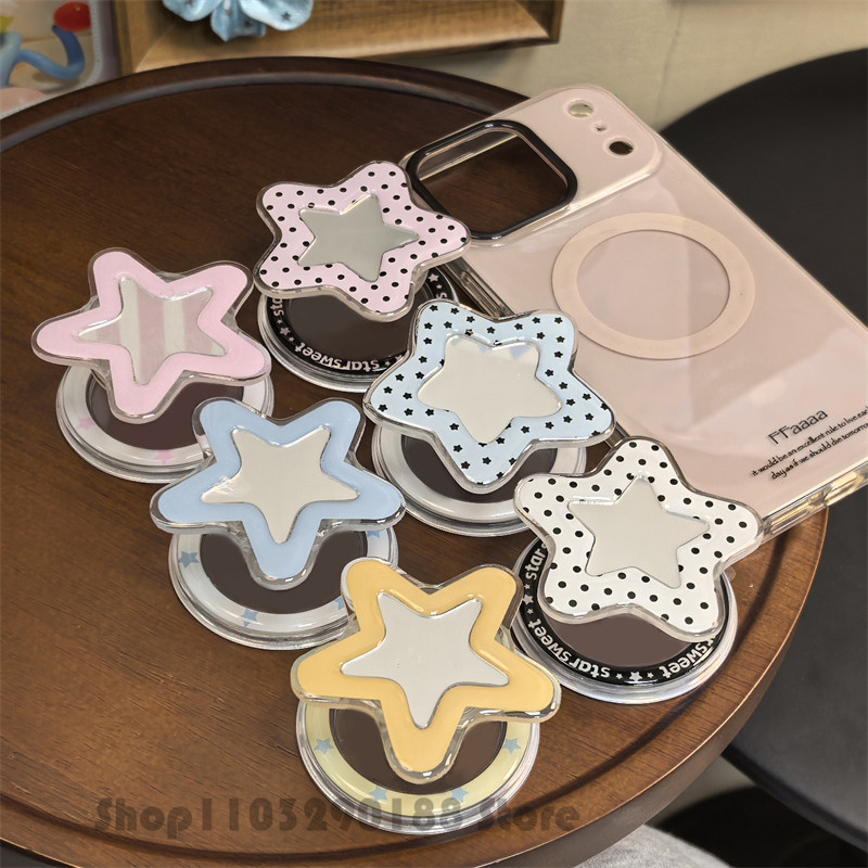INS Bonito Dos Desenhos Animados Estrela Espelho Magnético Suporte Do Telefone Aperto Tok Griptok Para iPhone Magsafe In