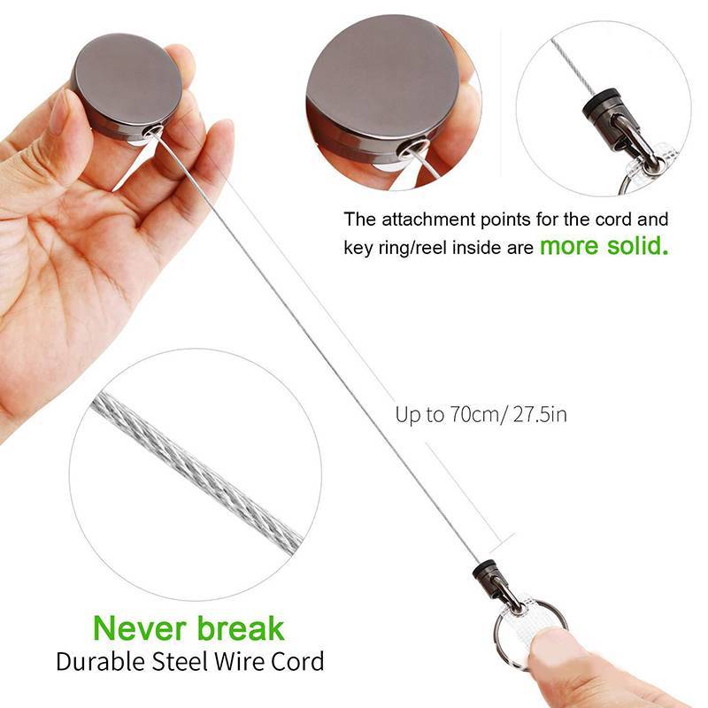 [baipestoner] Chaveiro De Fio De Metal Retrátil Puxar Crachá Carretel ID Cordão Nome Tag Cartão Fácil De Corda Bule Elás — imagem 2 de 2
