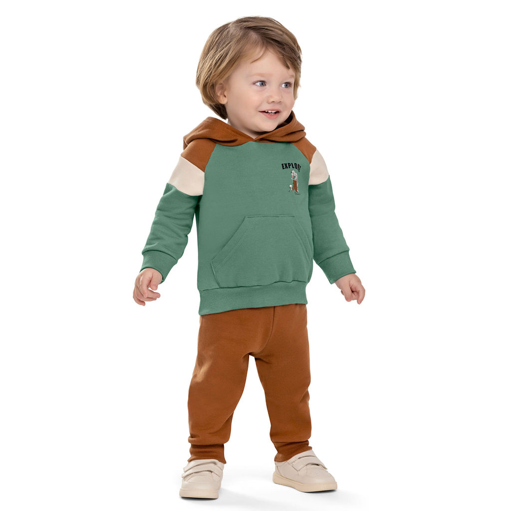 Conjunto Bebê Menino Com Capuz Explore Elian Verde