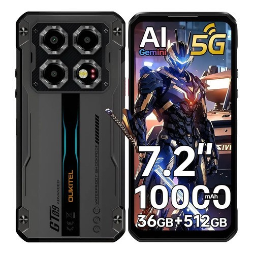 Smartphone Oukitel Wp60 5g 48gb 512gb 10.000mah Robusto Preto Resistente