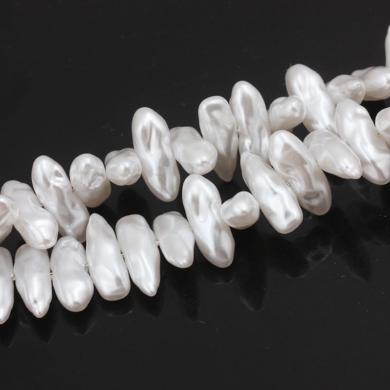Não desbota ABS pérola em forma de arroz pérola de dente longo pérola Artificial contas soltas pulseira artesanal colar 