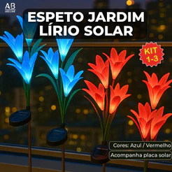 Espeto Jardim Lírio Solar Led com Placa Solar para ambientes externos Jardim Decorativo