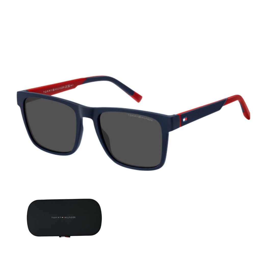 Óculos De Sol Tommy Hilfiger Azul C/ Vermelho TH 2144/S Tamanho 55