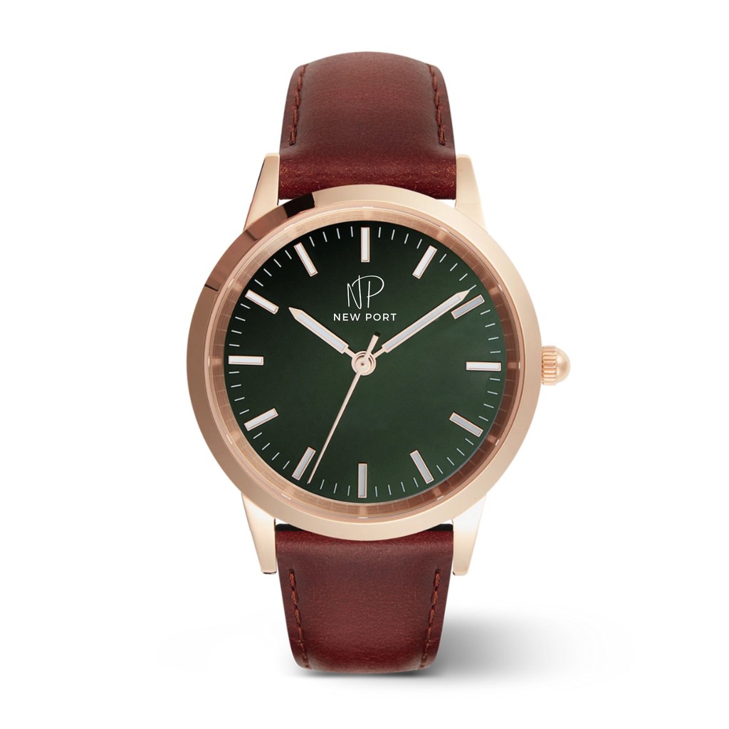 Relógio de Luxo Masculino Couro Marrom Casual New Port 40mm
