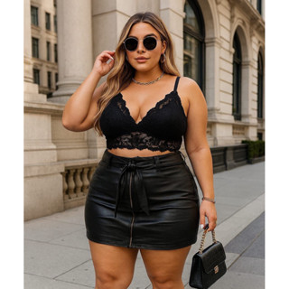 Conjunto Saia Cirre + Cropped Temos Plus Size em Oferta na Shopee