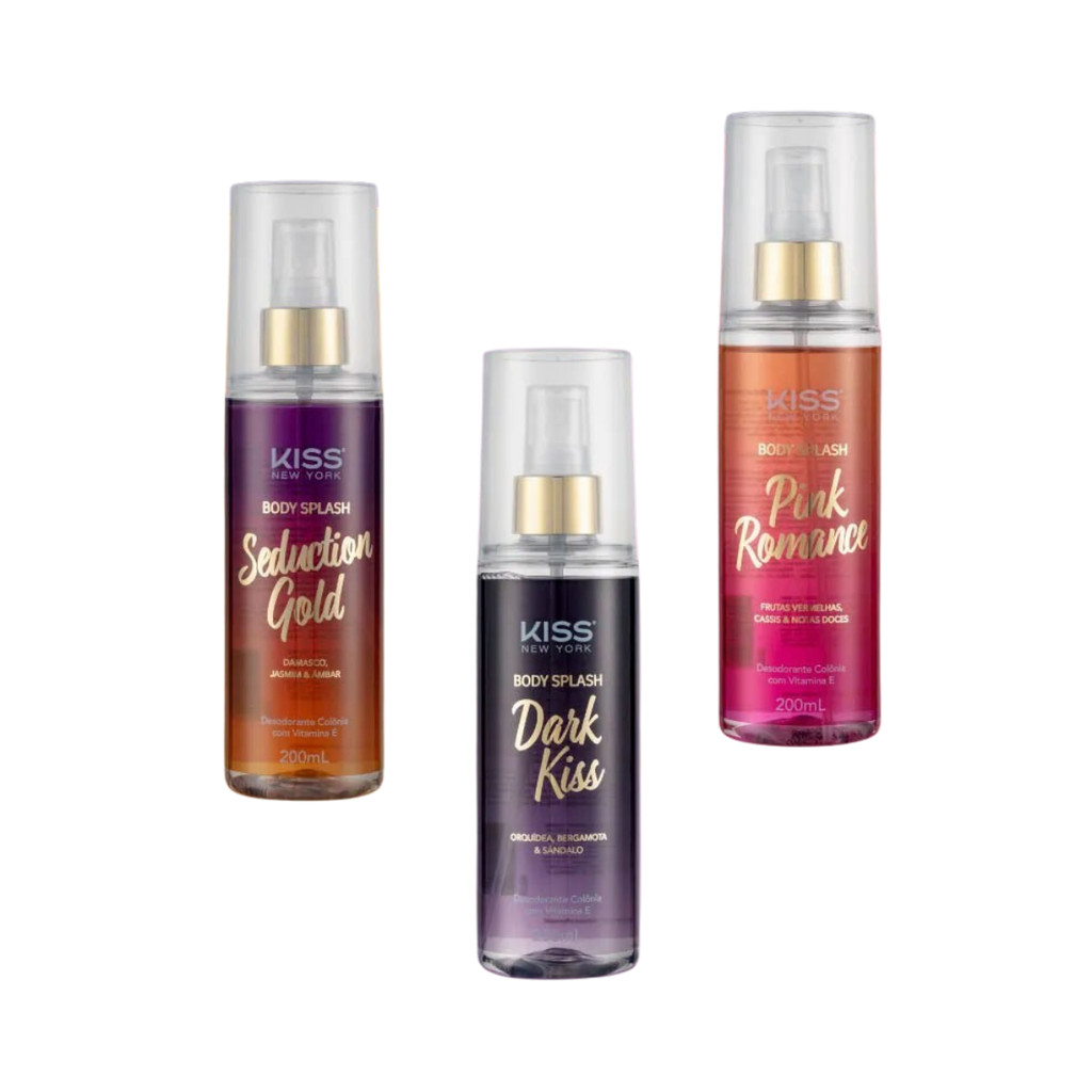 KIT BODY SPLASH KISS NEW YORK COM 3 UNIDADES 200ML