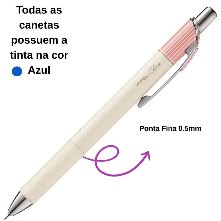 Caneta Energel Retrátil Clena 0.5mm BLN75L PENTEL