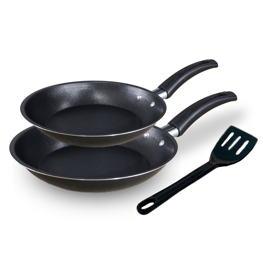 Conjunto Kit 2 Frigideiras Francesas Antiaderente Teflon + Espátula Nylon Grátis