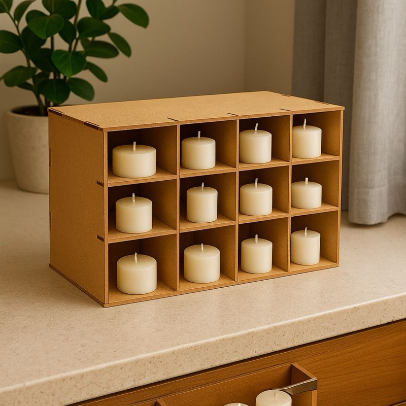 Porta-Velas MDF Cru para Umbanda e Candomblé Corte a Laser
