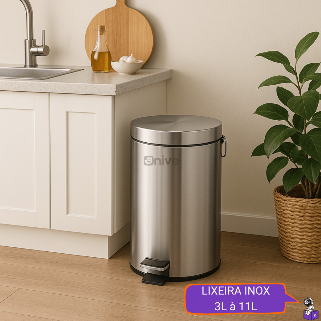 Lixeira Inox Aço C/ Pedal Cesto Interno Removível Banheiro Cozinha Escritorio 3 5 e 11 Litros