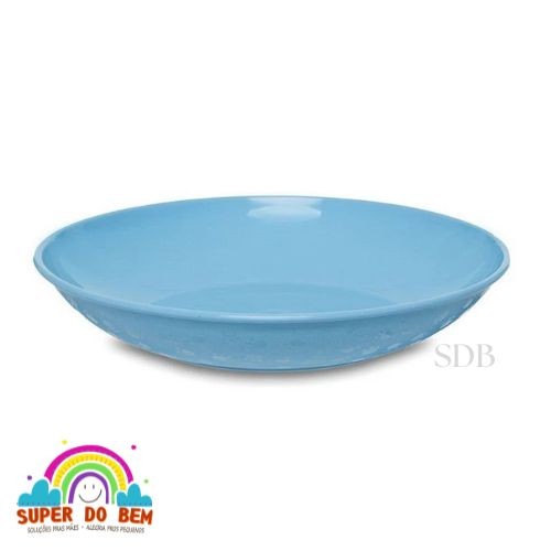 Pratinho Infantil Redondo Adoleta Bebê Rosa ou Azul | Prato Bebê 800ml Estilo Clean em Oferta na Shopee