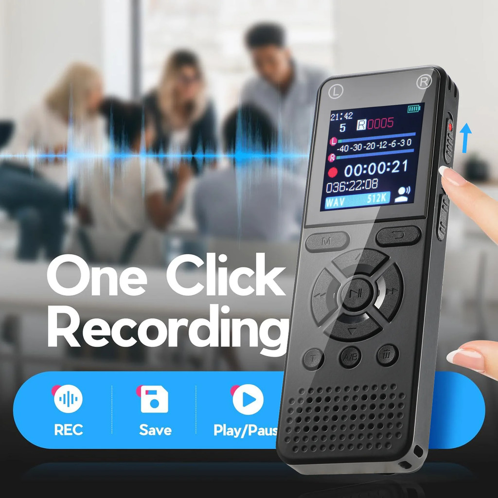 Gravador De Voz Digital HD Áudio Com Cancelamento De Ruído Leitor De MP3 Ativado Por Para Palestras Reuniões Entrevistas