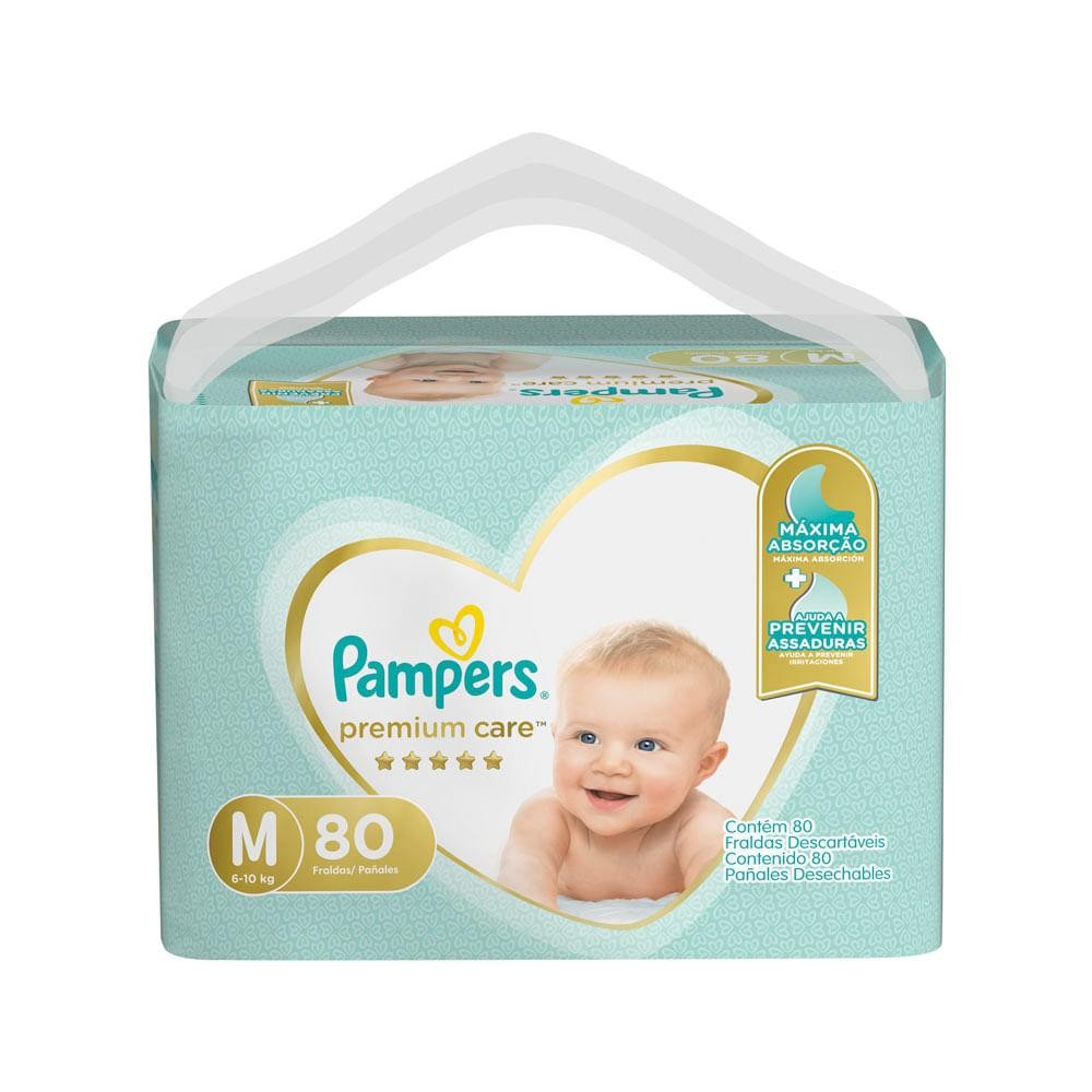 Fralda Pampers Premium Care C/80Un Tamanho M em Oferta na Shopee