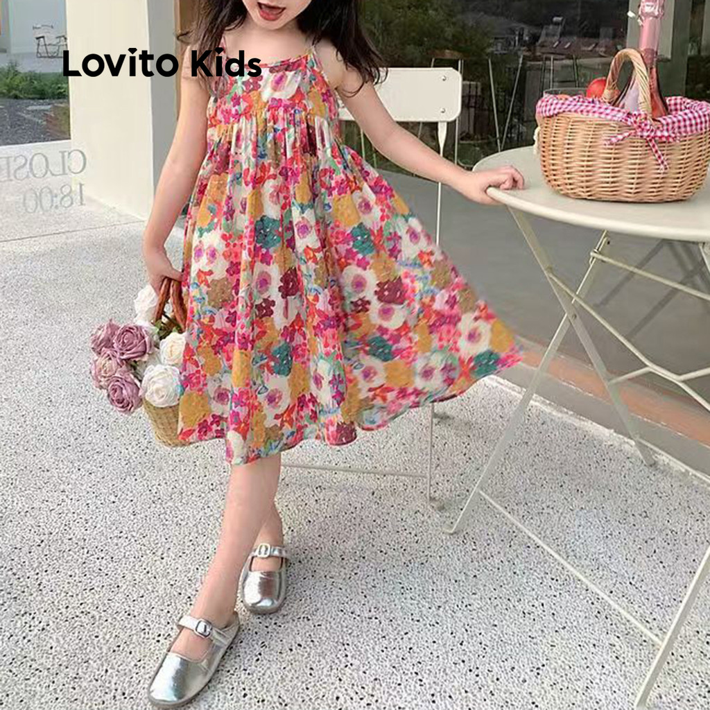 (New) Lovito Kids Vestido Fofo de Dopamina para Menina Primavera/verão multicolorido LNL115068
