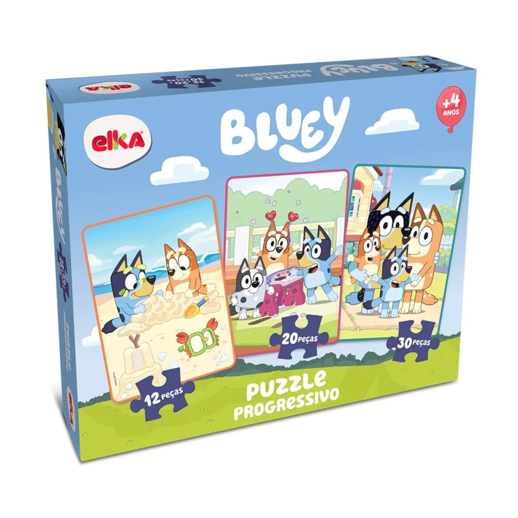 Quebra-Cabeça Puzzle Progressivo Bluey 12, 20 e 30 peças Elka - 1317 em Oferta na Shopee