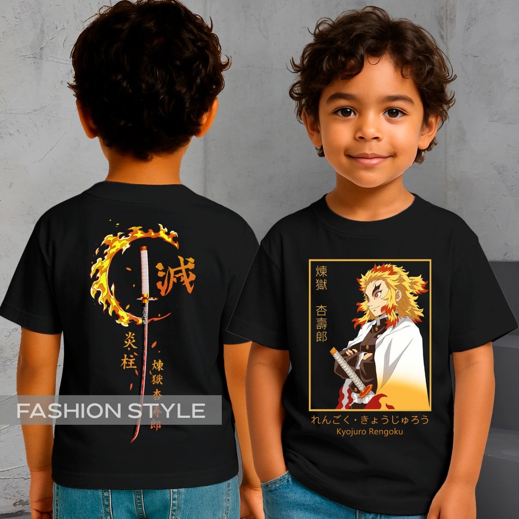 Camiseta Infantil Rengoku Kyojuro Demon Kimetsu Slayer No Yaiba Anime Camisa em Oferta na Shopee
