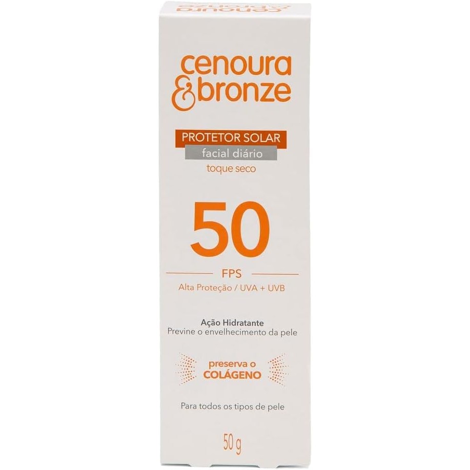 Cenoura e Bronze Protetor Solar Facial Fps50 50G em Oferta na Shopee