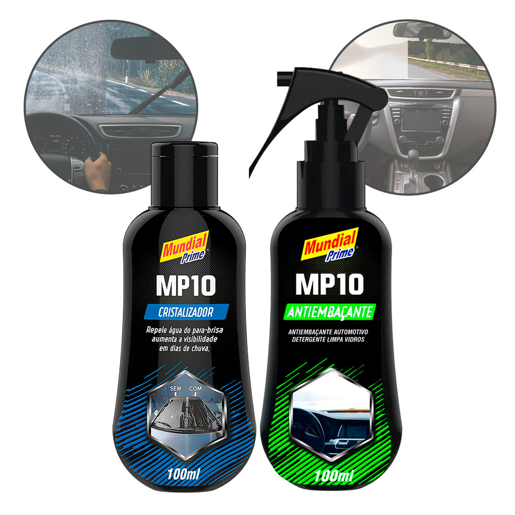 Kit Cristalizador Líquido para Vidro + Spray Antiembaçante Automotivo 100ml Parabrisa Carro Caminhão