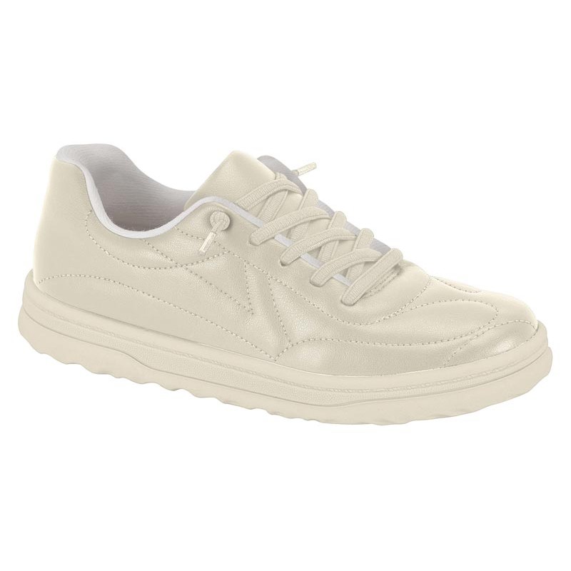 Tênis Beira Rio Casual Feminino Com Cadarço E Conforto Branco Off