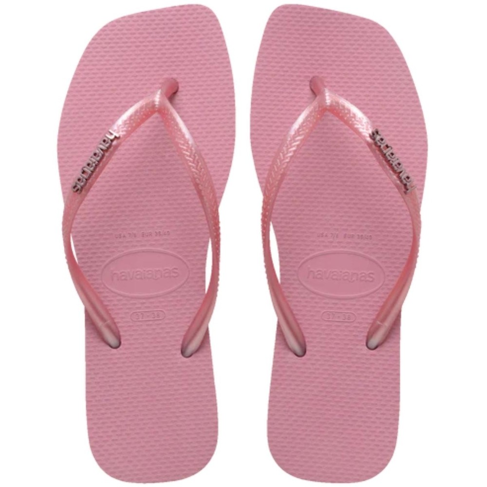 Chinelo Havaianas Slim Square Logo Metallic Feminino - Rosa em Oferta na Shopee