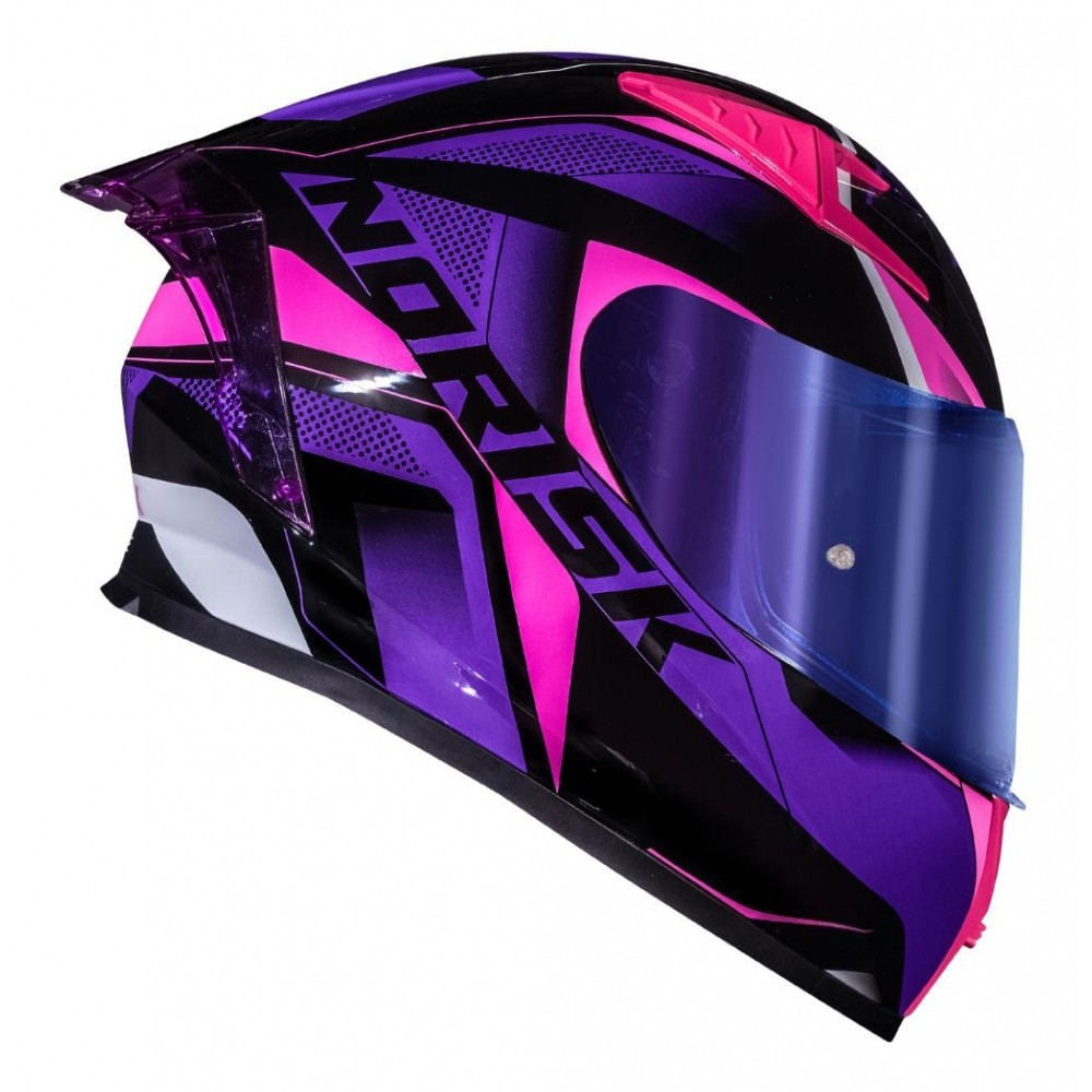 Capacete Moto Feminino Norisk Flow Pulse Roxo Rosa Edition Limited C/ Spoiler + Viseira Extra
