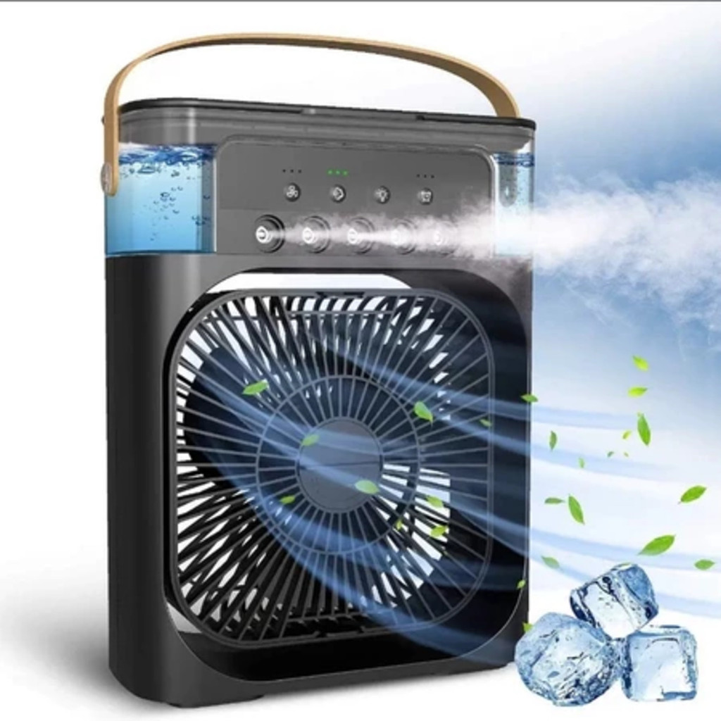 Climatizador de Ar Portátil 3 em 1 com LED e Ventilador USB Bivolt 10W – Preto