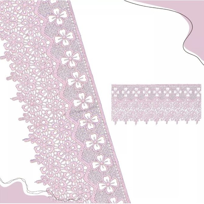 Renda Guipir CHL-622 10.0 Cm -  Rolo C/13.7 Mts COR:ROSA-BEBE-132