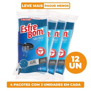 Kit Esponja Multiuso Não Risca 12 Unidades EsfreBom em Oferta na Shopee