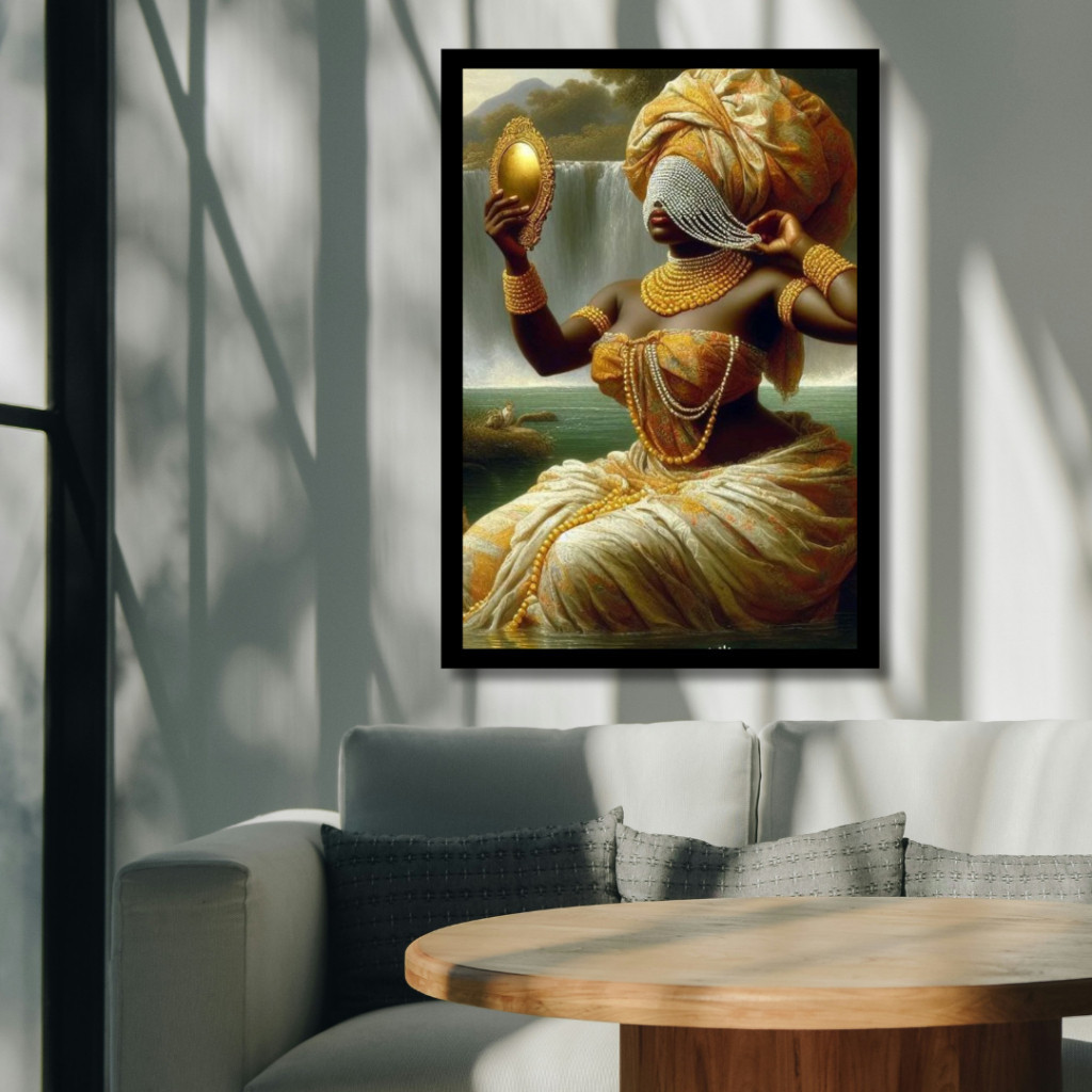 Quadro decorativo Placa MDF Oxum Olhando O A Agua Espelho