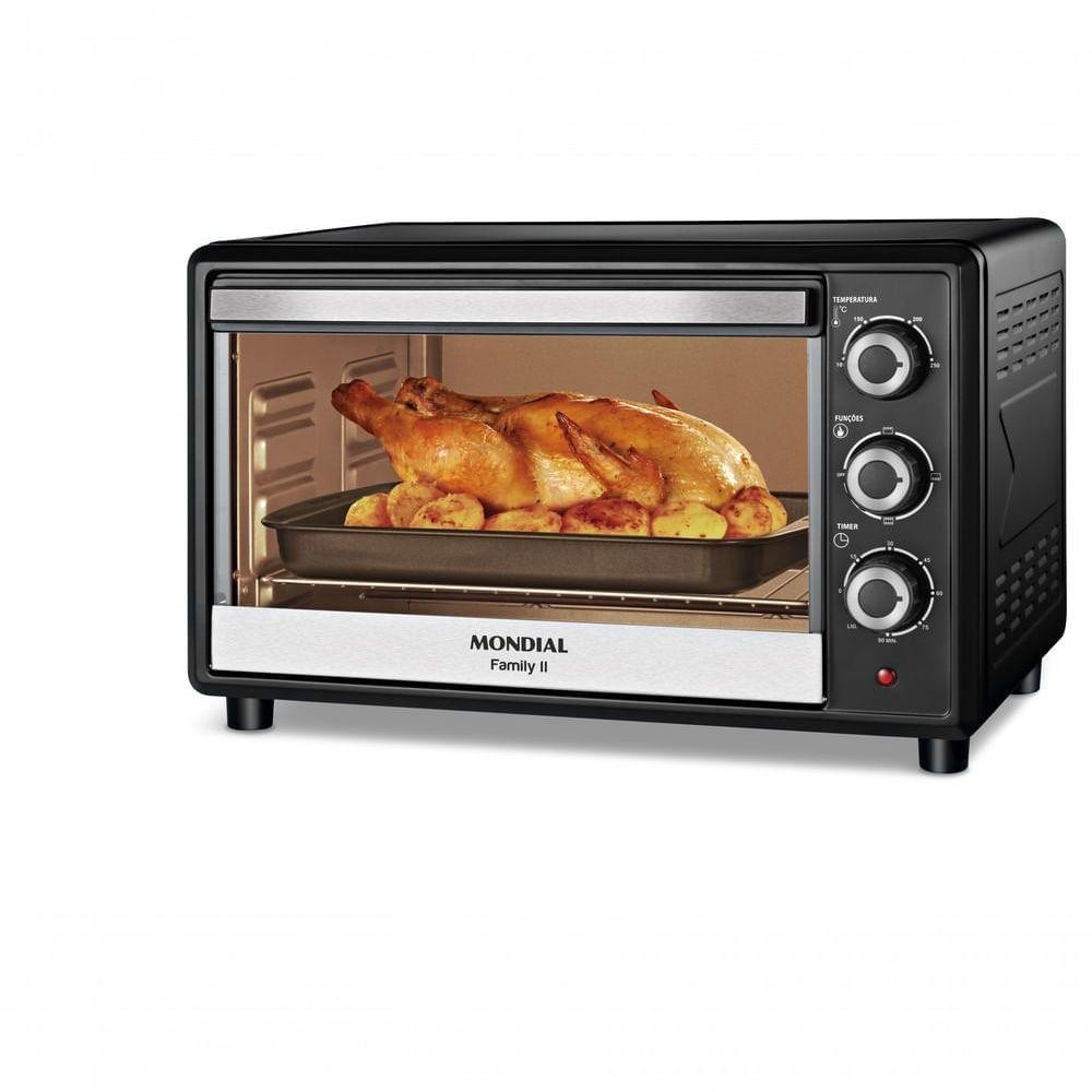 Forno Elétrico Mondial Family II Preto/Inox 1600W 42L FRN-42-B 220V em Oferta na Shopee