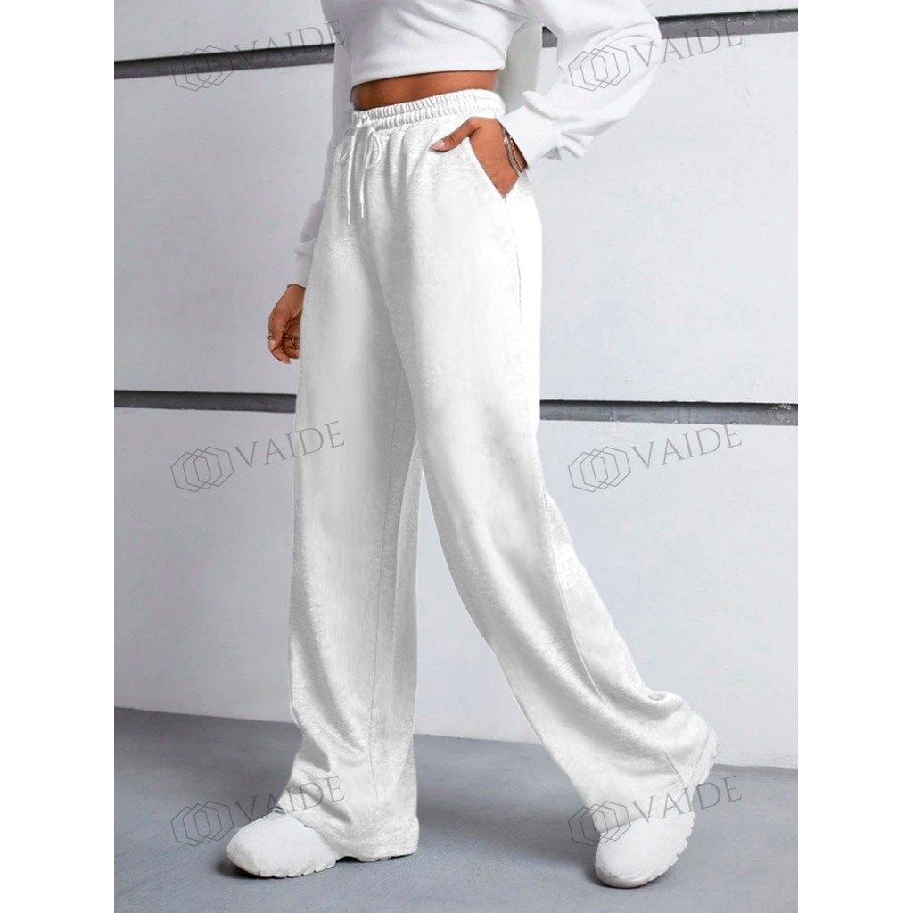 Calça Feminina Moletom Liso Macio Wide Leg Flanelada Quente Conforto Premium  Atacado
