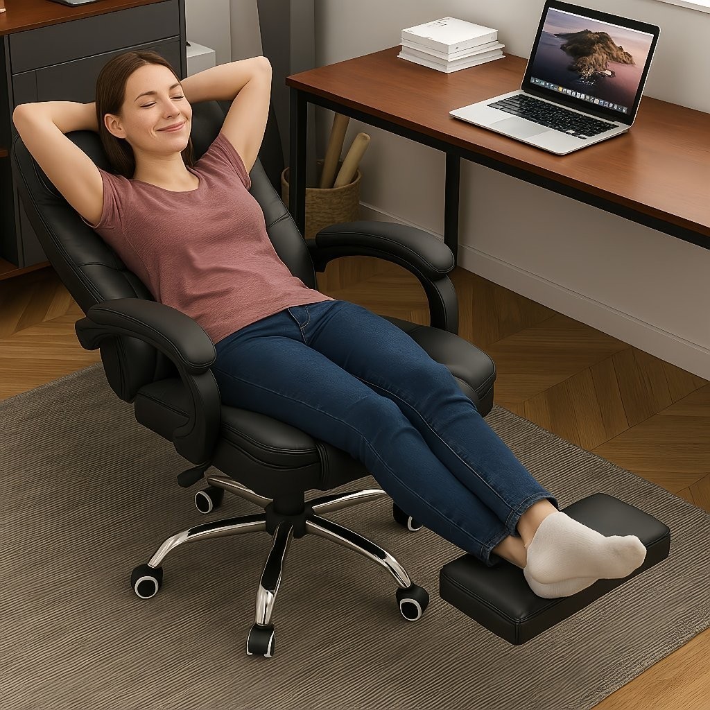 Cadeira de Escritório e Ergonômica cadeira de home office com apoio para os pés e encosto ajustável--tomate