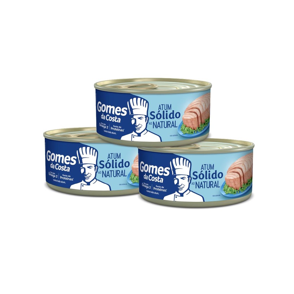Kit 3 Un - Atum Sólido ao Natural - 170g - Gomes da Costa em Oferta na Shopee