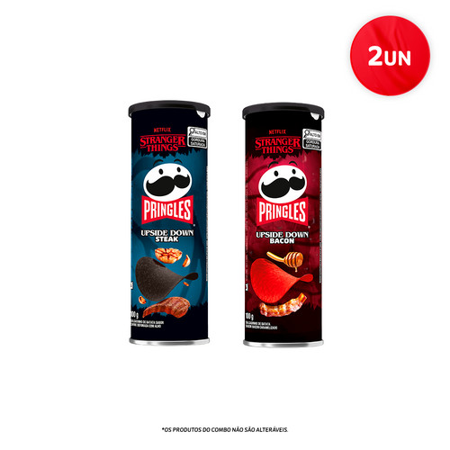 Combo Batata Pringles Stranger Things Netflix Batatas Bacon + Steak 200g