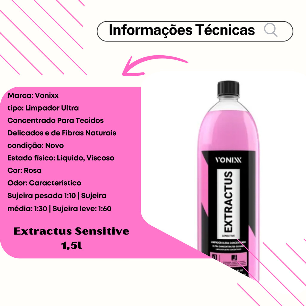Extractus Sensitive Limpador Ultra Concentrado Para Tecidos Delicados de Fibras Naturais Vonixx 1,5l — imagem 2 de 2
